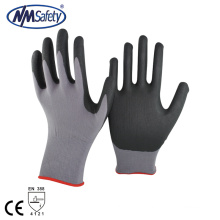 NMSAFETY 15 guage black foam nitrile nylon liner assembly work gloves